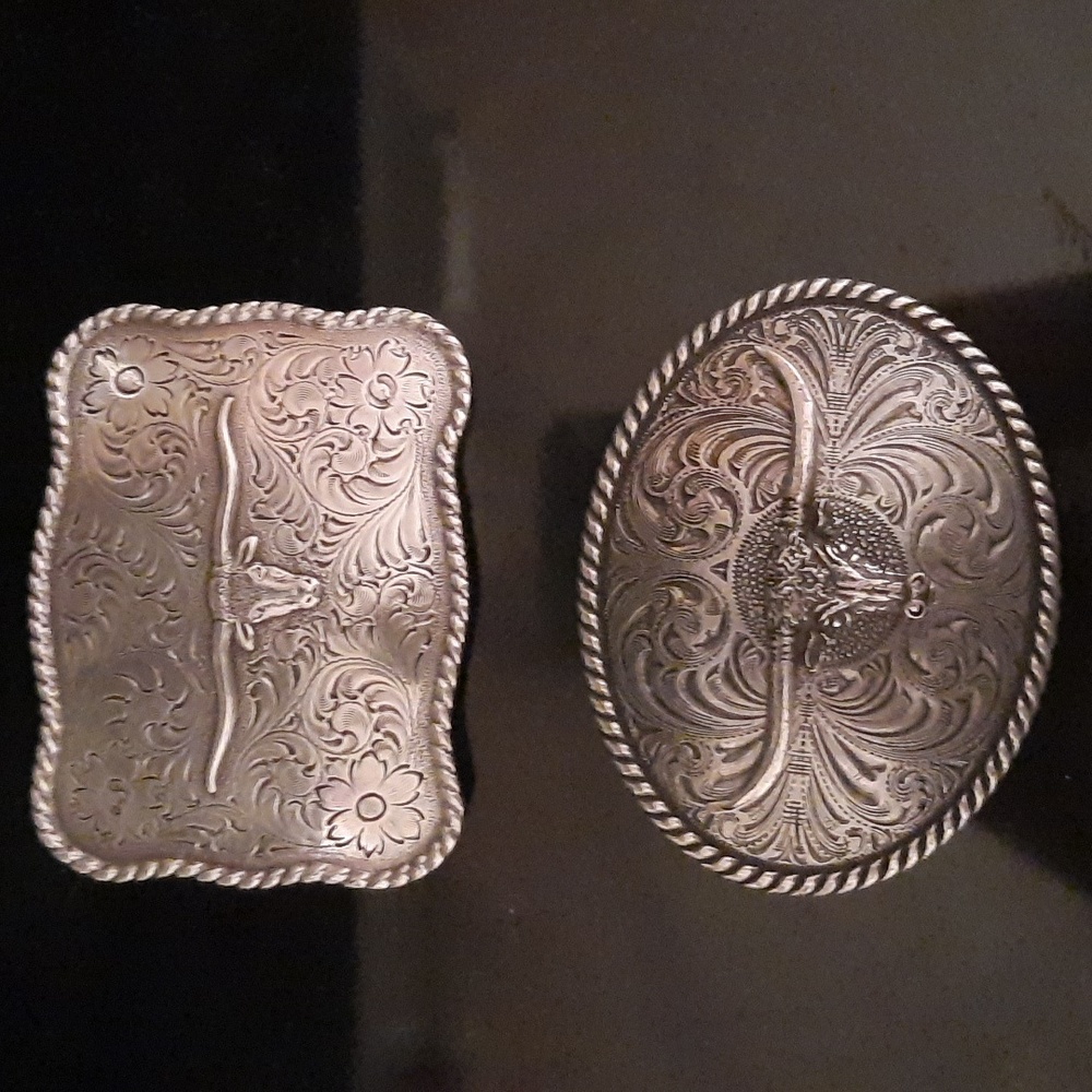 Silver belt buckles